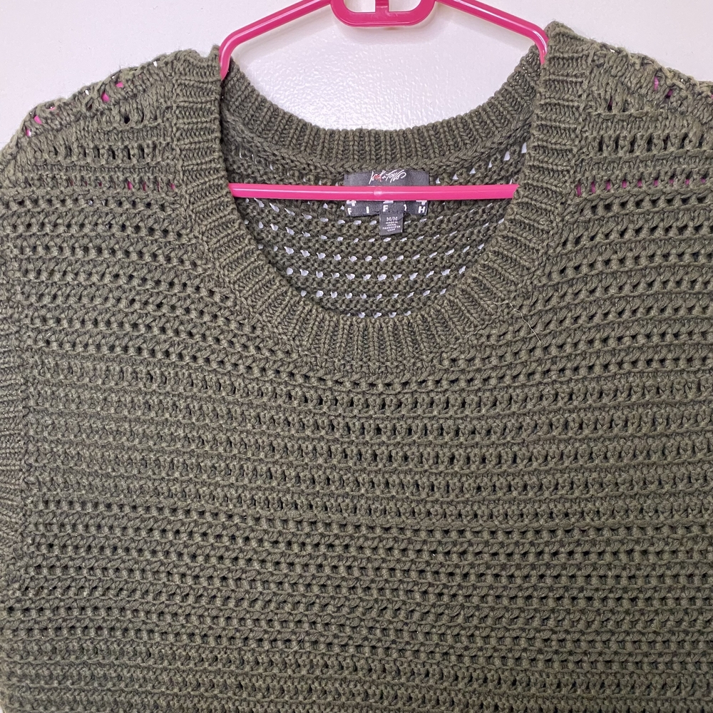 Lord & Taylor 424‎ FIFTH Open Knit Linen Blend Sweater Vest Dark Green - Picture 4 of 9